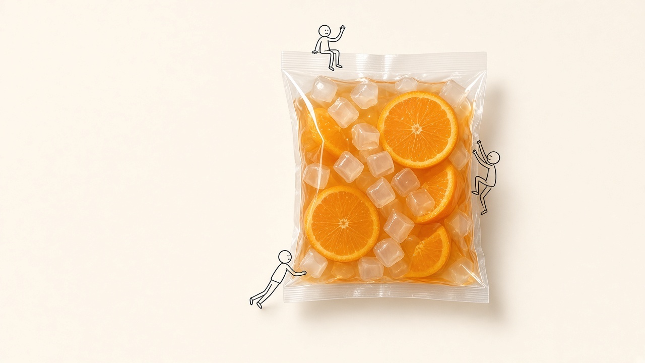 FOOD BOAT fruit tea pack on off-white stage